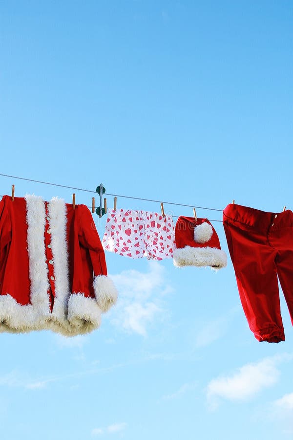 Santa on the clothes line stock images Santa on the clothes line stock images