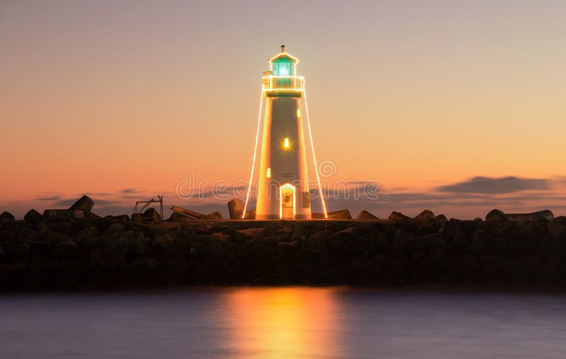 Santa Cruz Lighthouse at Sunset Stock Image Image of landmark