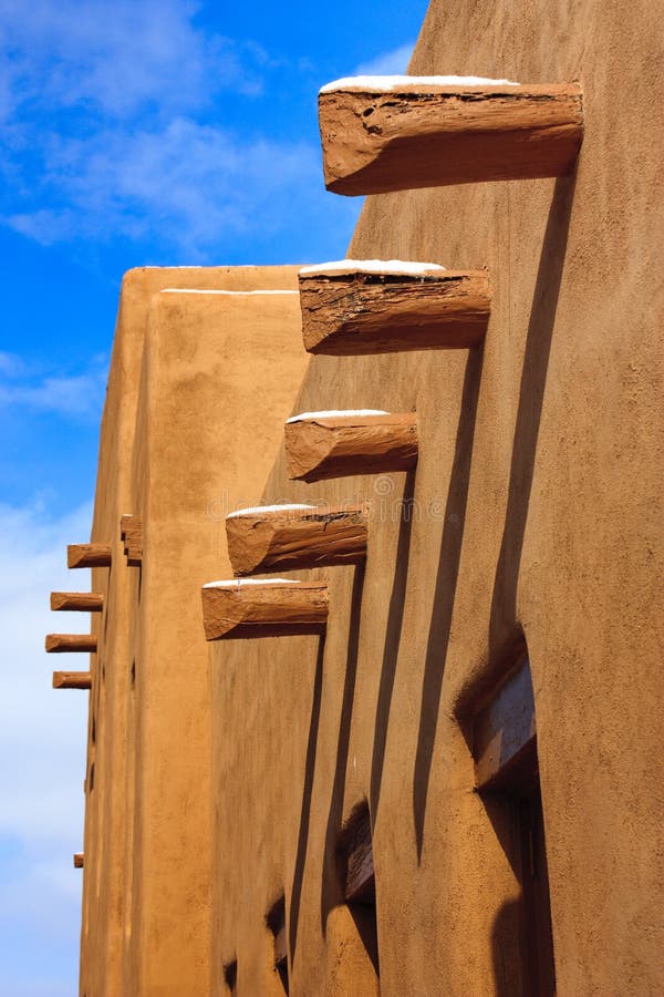 Santa Fe New Mexico Adobe Walls Long Shadows Blue
