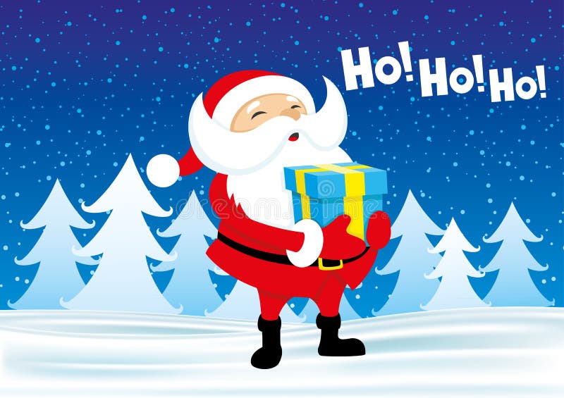 Santa with a gift in their hands royalty free illustration