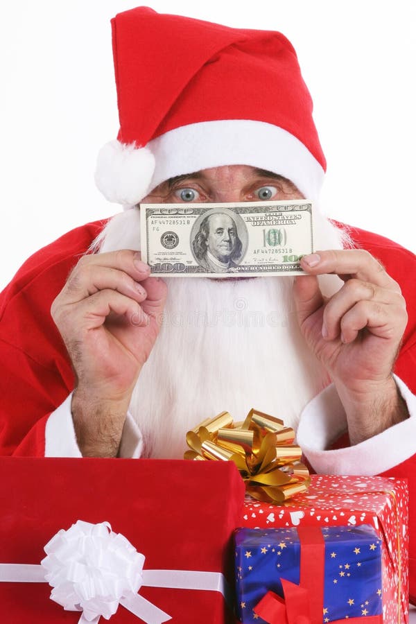 Santa giving money gift