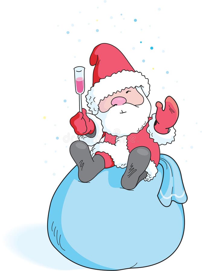 Santa Claus with Glass of Wine Stock Vector - Illustration of costume