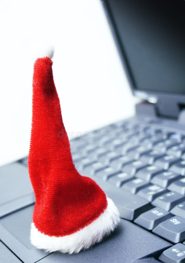 Santa hat on laptop