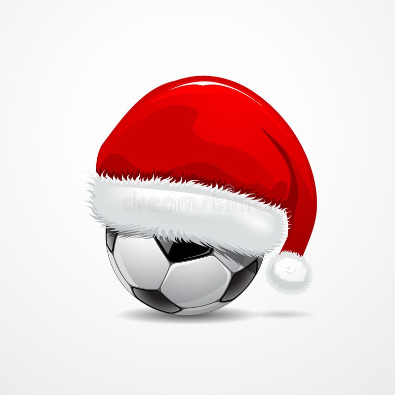 Santa hat on soccer ball stock vector. Illustration of team 27772602
