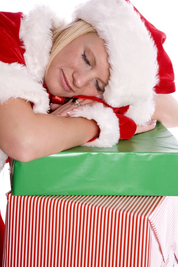 Santa helper head down asleep