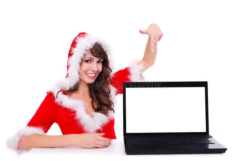 Santa helper with her laptop