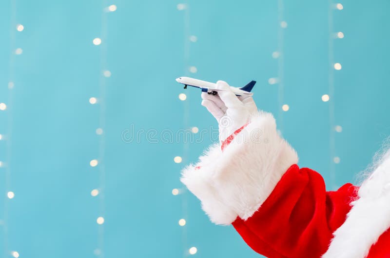 Santa holding a toy airplane royalty free stock images Santa holding a toy airplane royalty free stock images