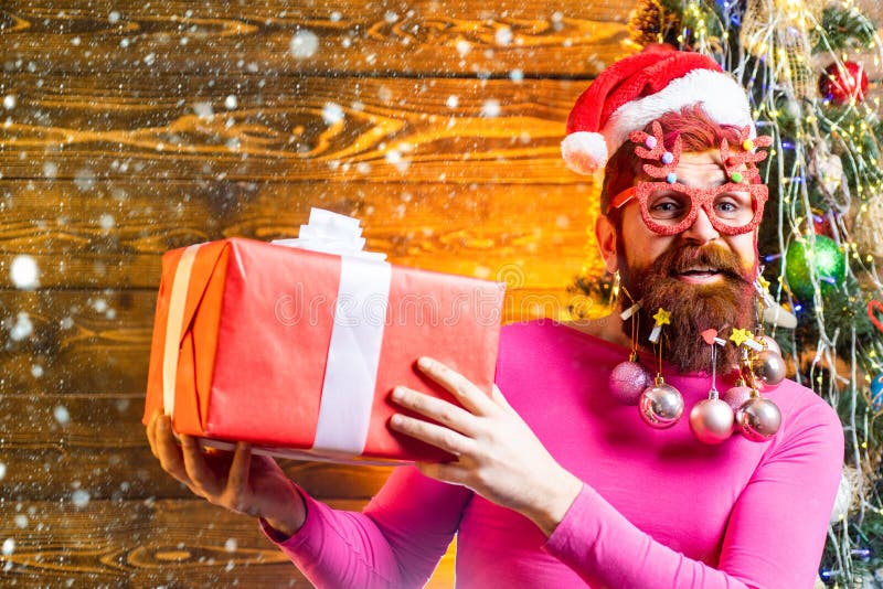 Santa at home with Christmas bag. New year Christmas concept. Happy new year. Santa at home with Christmas bag. stock photography Santa at home with Christmas bag. New year Christmas concept. Happy new year. Santa at home with Christmas bag. stock photography