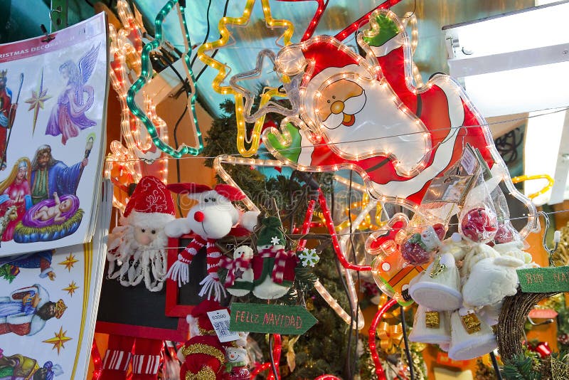 Santa Llucia Bożenarodzeniowy jarmark, Barcelona zdjęcie stock Santa Llucia Bożenarodzeniowy jarmark, Barcelona zdjęcie stock