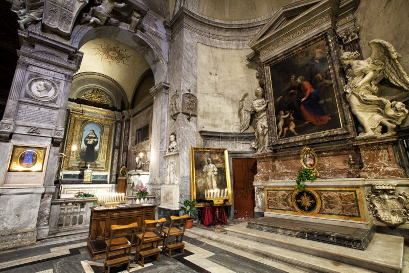 Un Fedele Della Chiesa Di Roma Santa Maria Del Popolo Church Navata Laterale Giusta Roma L'Italia