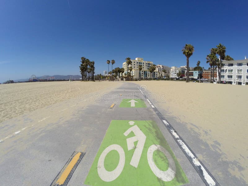 Santa Monica Beach Bike Path fotografia stock libera da diritti Santa Monica Beach Bike Path fotografia stock libera da diritti