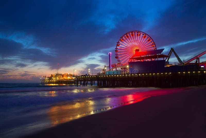 Santa Monica California sunset on Pier Ferrys wheel royalty free stock photos Santa Monica California sunset on Pier Ferrys wheel royalty free stock photos