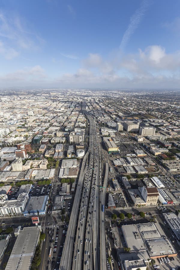 Santa Monica 10 Freeway Aerial Los Angeles California