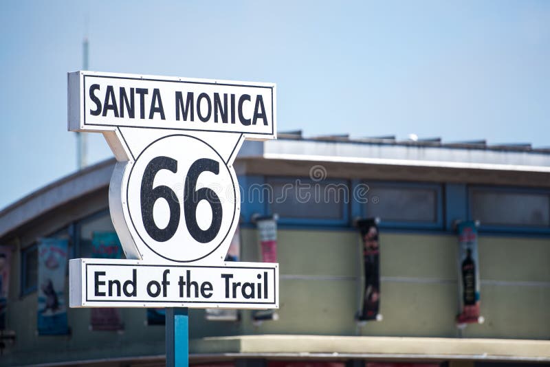 Santa Monica road sign stock image. Image of building 258343931