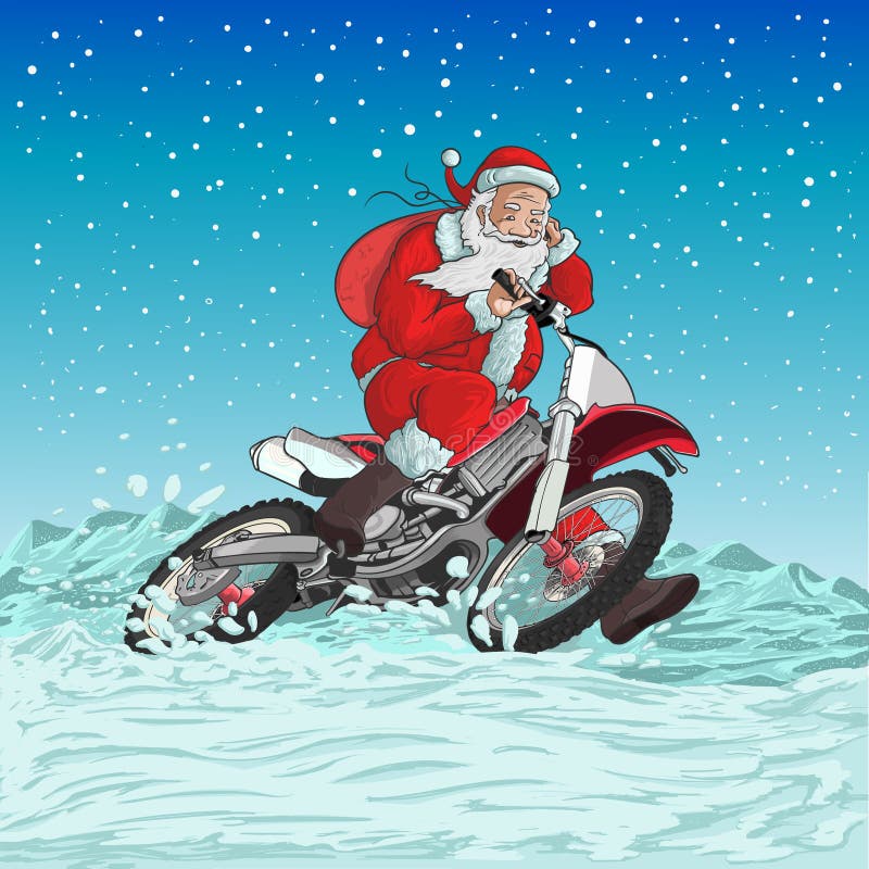 Santa motocykl royalty ilustracja Santa motocykl royalty ilustracja