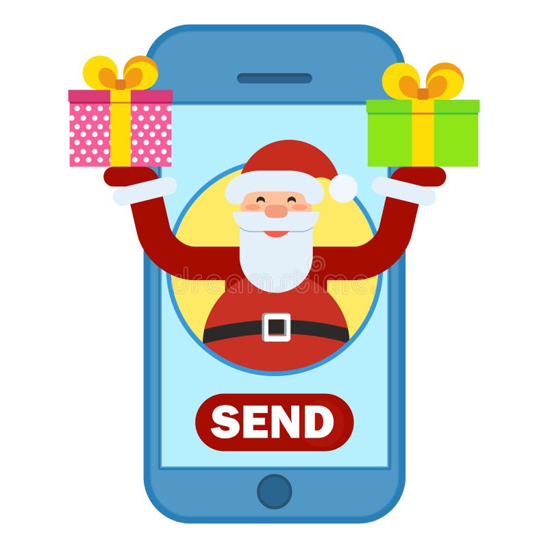Download Santa no móbil ilustração do vetor. Ilustração de vetor - 80101169