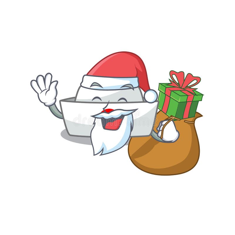 Santa Nurse Hat Cartoon Character Design Having Box of Gift Stock
