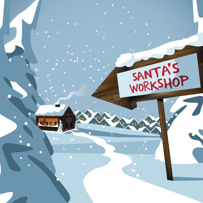 Santa S Workshop at the North Pole Stock Vector - Illustration of