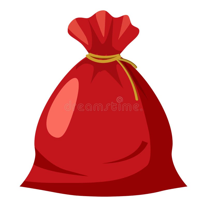 Santa sack icon, cartoon style