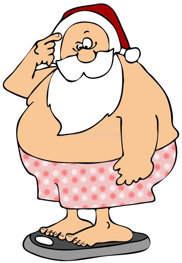 Santa Standing On Bathroom Scales Stock Illustration Illustration of