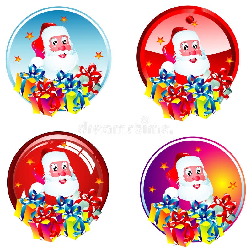 Santa stickers stock vector. Illustration of present, greeting - 7309756