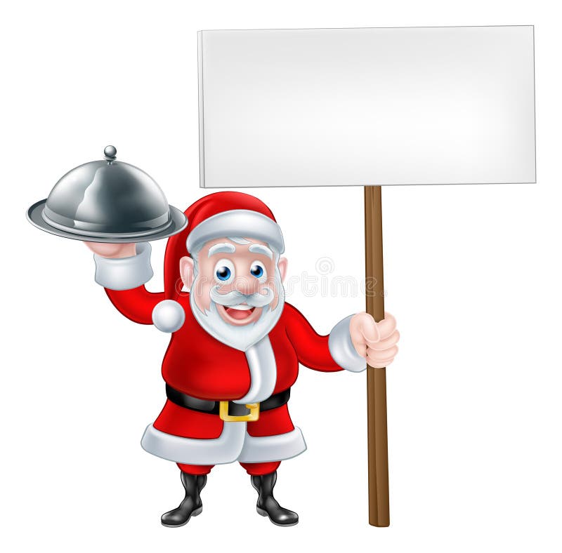 Santa szef kuchni Trzyma Bożenarodzeniowego gościa restauracji ilustracji Santa szef kuchni Trzyma Bożenarodzeniowego gościa restauracji ilustracji