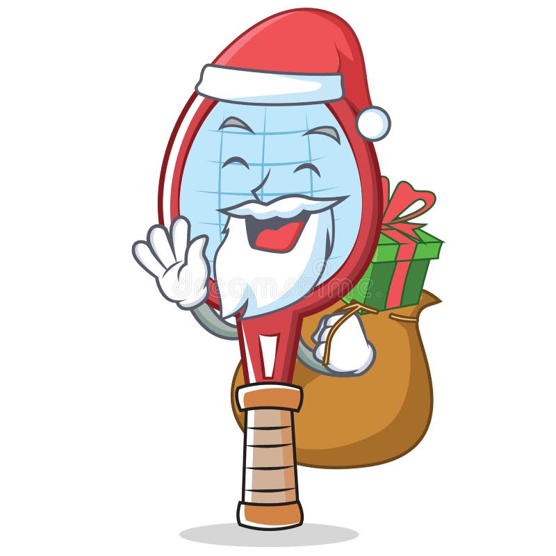 Santa tenisowego kanta charakteru kreskówka ilustracji Santa tenisowego kanta charakteru kreskówka ilustracji