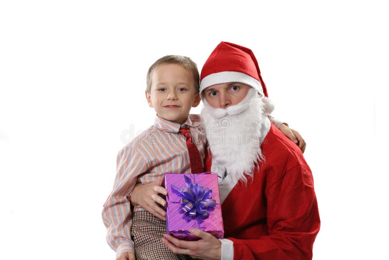 Santa together with the little boy
