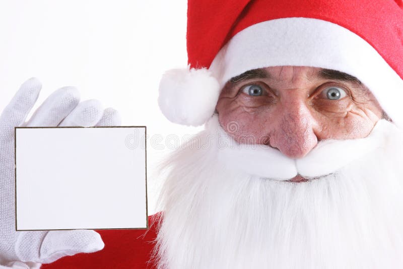 Santa with a white card