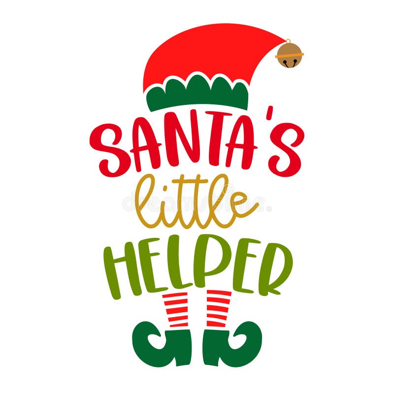 Santa`s little Helper - phrase for Christmas baby / kid clothes or ugly sweaters. Hand drawn lettering for Xmas greetings cards, invitations. Good for t-shirt, mug, gift, printing press. Little Elf. Santa`s little Helper - phrase for Christmas baby / kid clothes or ugly sweaters. Hand drawn lettering for Xmas greetings cards, invitations. Good for t-shirt, mug, gift, printing press. Little Elf.