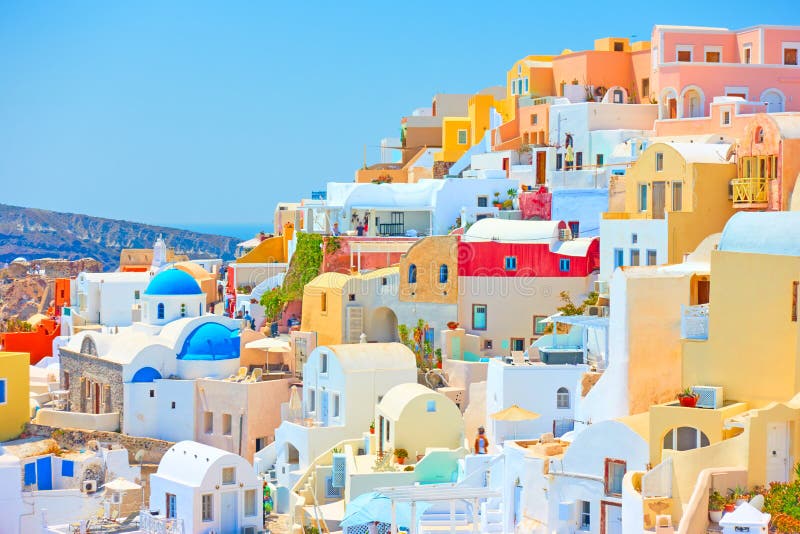 Santorini no dia ensolarado imagem de stock royalty free Santorini no dia ensolarado imagem de stock royalty free
