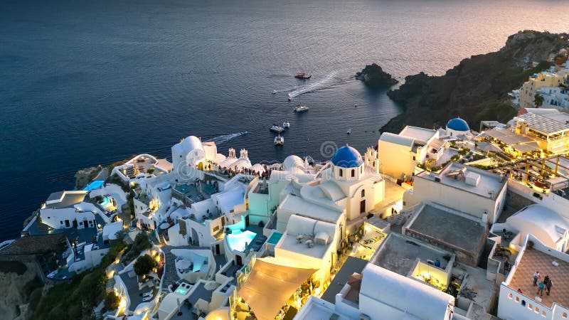 Santorini panorama greece evening, european seaside resort, white houses stock photos Santorini panorama greece evening, european seaside resort, white houses stock photos
