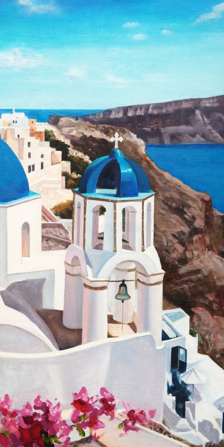 Santorini - pittura di olio su Tela
