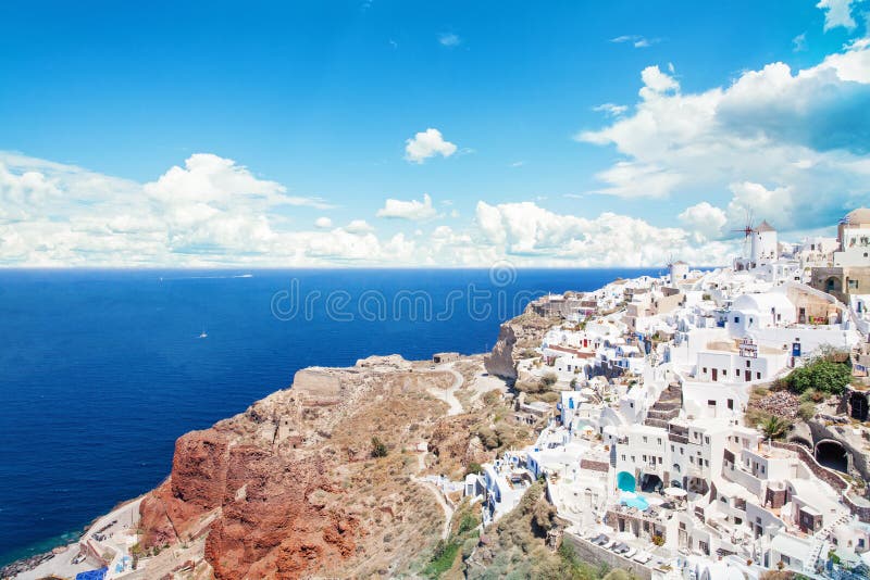 Santorini town and caldera. Beautiful Greece landscape royalty free stock photos Santorini town and caldera. Beautiful Greece landscape royalty free stock photos