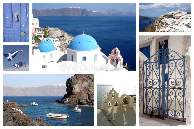 Santorini travel photos collage stock images Santorini travel photos collage stock images