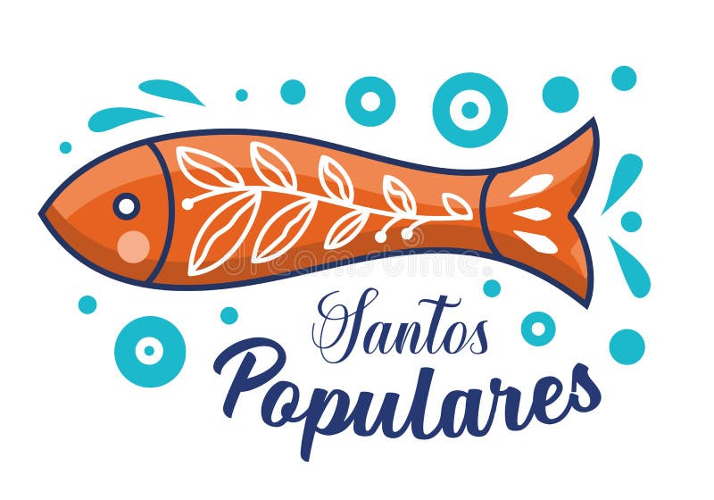 Santos Populares. Summer festival in June in Portugal. Event poster with sardines. Santos Populares. Summer festival in June in Portugal. Event poster with sardines