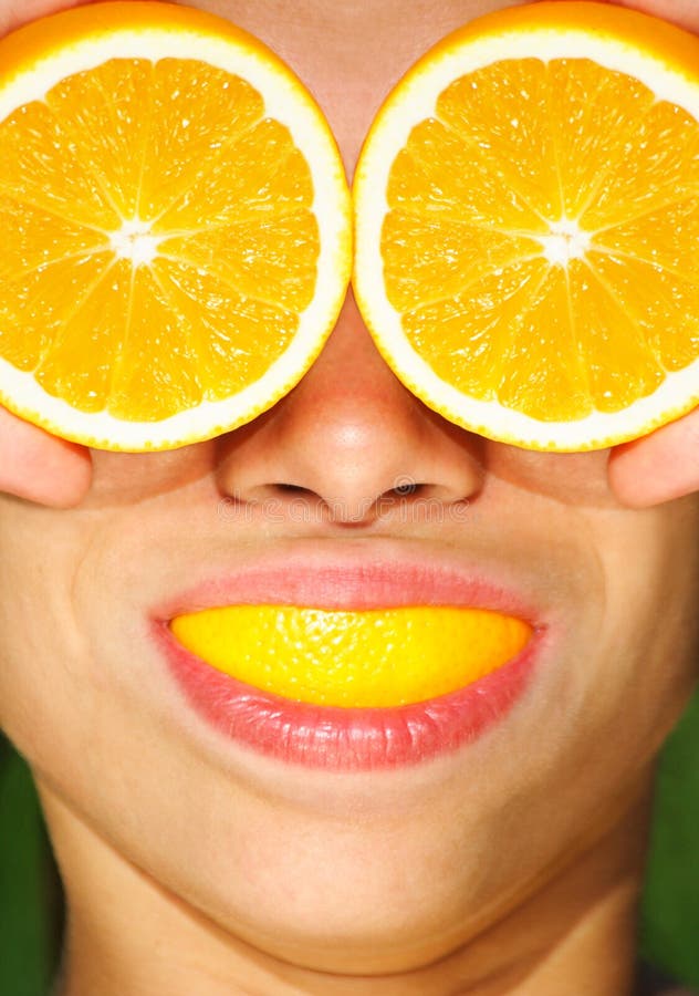 Santé drôle et concept orange photo libre de droits Santé drôle et concept orange photo libre de droits