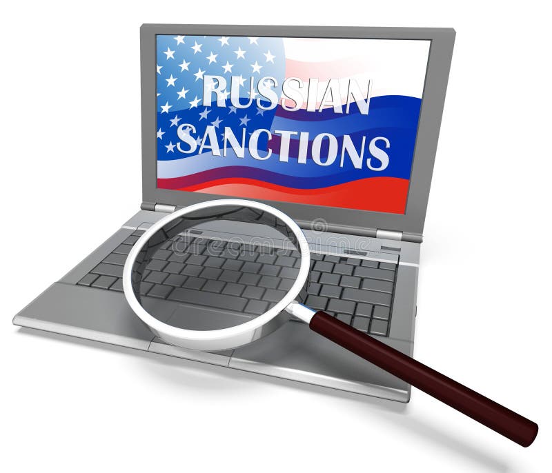 Trump Russia Sanctions Banking Embargo On Russian Federation. Putin Trade And Bank Accounts Restricted - 3d Illustration. Trump Russia Sanctions Banking Embargo On Russian Federation. Putin Trade And Bank Accounts Restricted - 3d Illustration