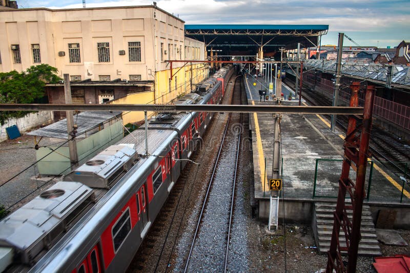 View of the Platform of Bras Station in Sao Paulo Editorial