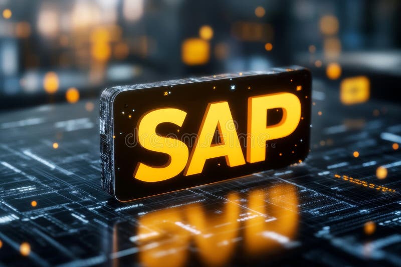 SAP - Software for automating business processes, a futuristic digital interface with luminous elements and technology stock image