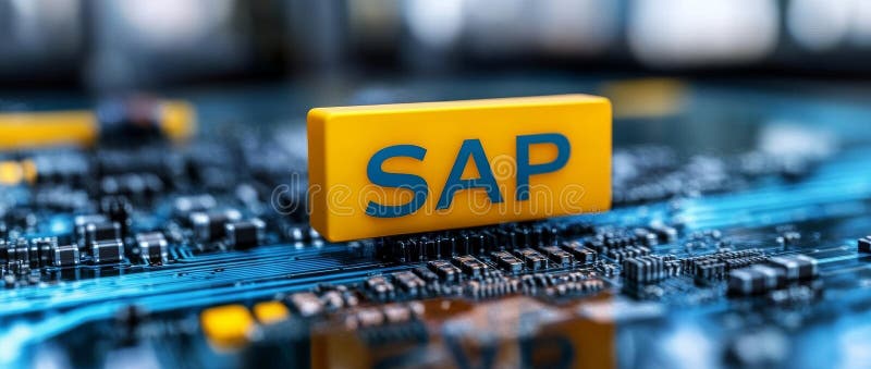 SAP - A software solution for automating business processes, highlighted by the SAP logo on a digital background with royalty free stock photography