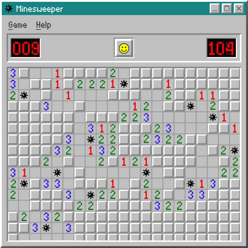 Interface De Jogo Do Sapper Retro. Diversão Lógica De Pixel