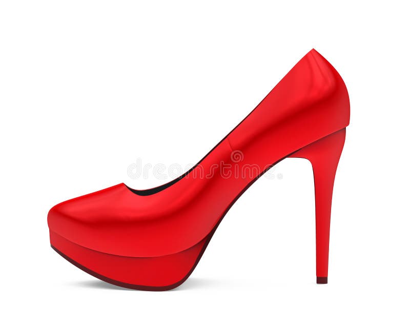 Red High Heel Shoe isolated on white background. 3D render. Red High Heel Shoe isolated on white background. 3D render