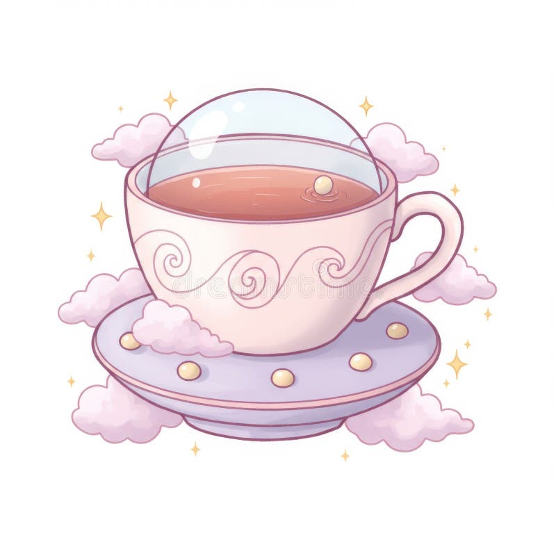 Sapateiro-voador de chá rosa-pastel com nuvens ilustração do vetor