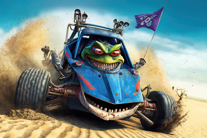 Sapo Louco Dirigindo O Buggy Da Duna Na Ilustração Da Praia De Sandy Ai  Generativo Ilustração Stock - Ilustração de estrada, areia: 269211227