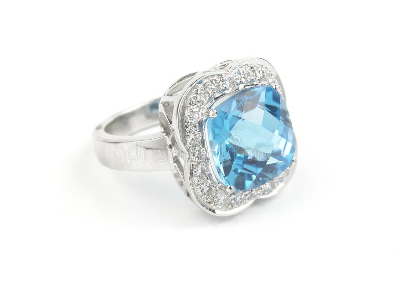 Beautiful Diamond Ring with Blue Green Gemstone Center Stone Stock ...