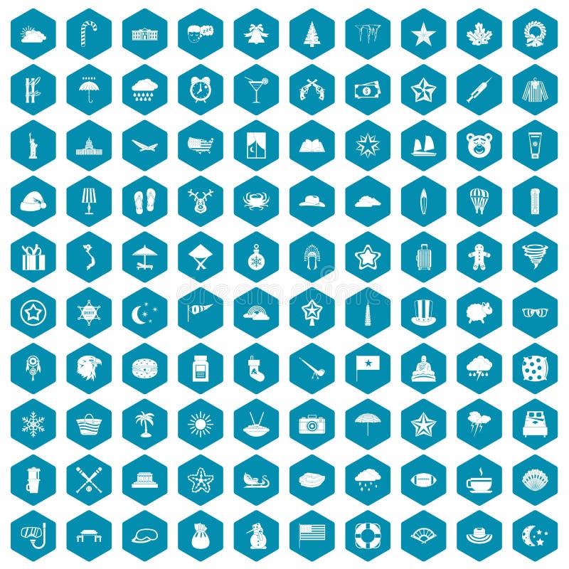 100 star icons set in sapphirine hexagon isolated vector illustration. 100 star icons set in sapphirine hexagon isolated vector illustration
