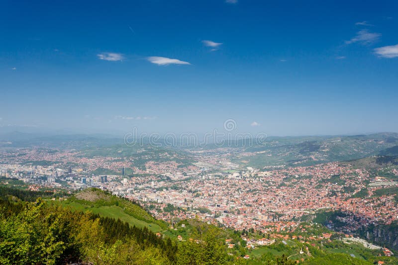 Sarajevo, opinión del paisaje Visión panorámica imágenes de archivo libres de regalías Sarajevo, opinión del paisaje Visión panorámica imágenes de archivo libres de regalías