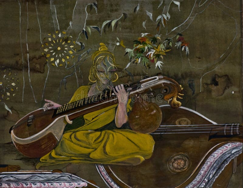 Saraswati Veena Instrument editorial stock image. Image of mythology