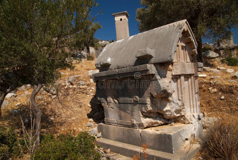 Sarcophagus and Olive Trees, Xanthos, Turkey